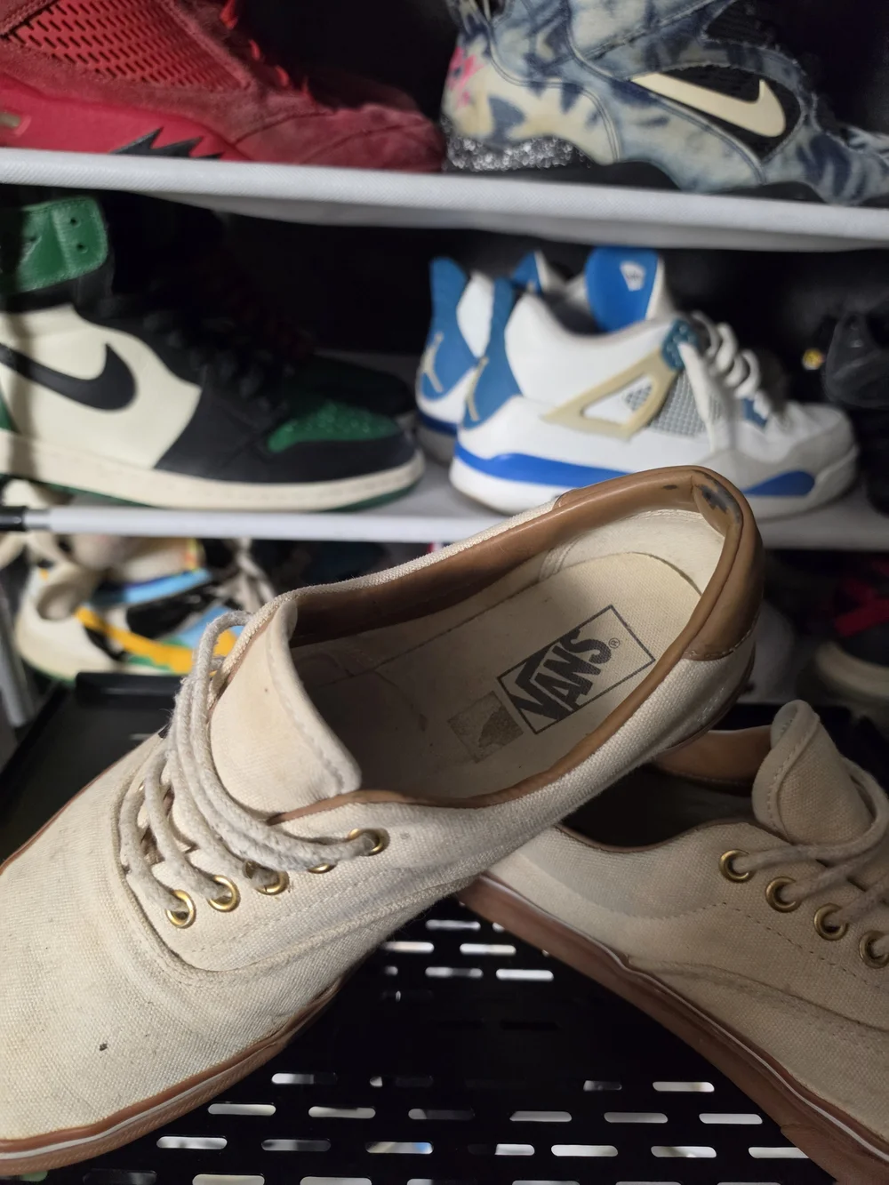 🔥 Vans Tan Canvas Low Top Sneakers Men Size 10 Gum Sole